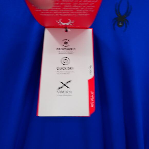 NEW Spyder Active  Men's  Medium Long Sleeve 1/4 Quarter Zip Shirt  Royal Blue - Picture 9 of 13